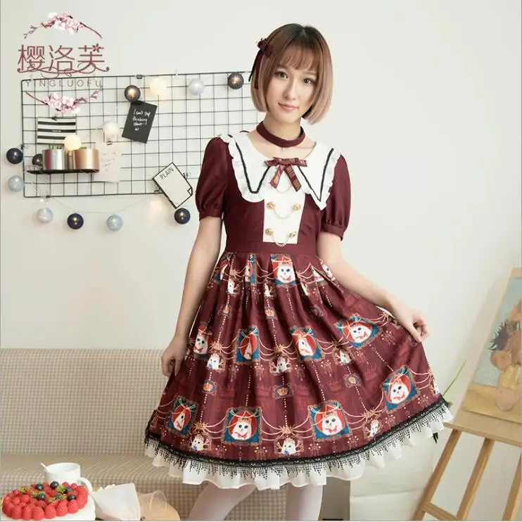 Palace princess tea party sweet lolita dress vintage navy collar puff sleeve cute printing victorian dress kawaii girl op loli
Palace princess tea party sweet lolita dress vintage navy collar puff sleeve cute printing victorian dress kawaii girl op loli