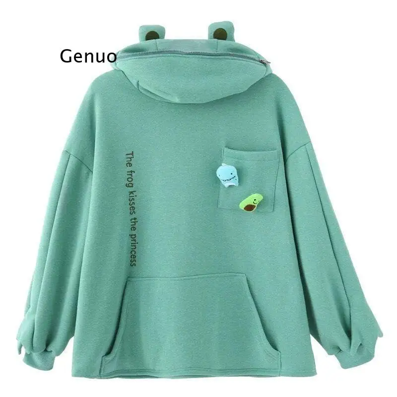 Frog Hoodie Women Cute Funny Embroidery Letter Plus Velvet Thickened Kawaii Harajuku Streetwear Christmas Oversized Hoodie
Frog Hoodie Women Cute Funny Embroidery Letter Plus Velvet Thickened Kawaii Harajuku Streetwear Christmas Oversized Hoodie