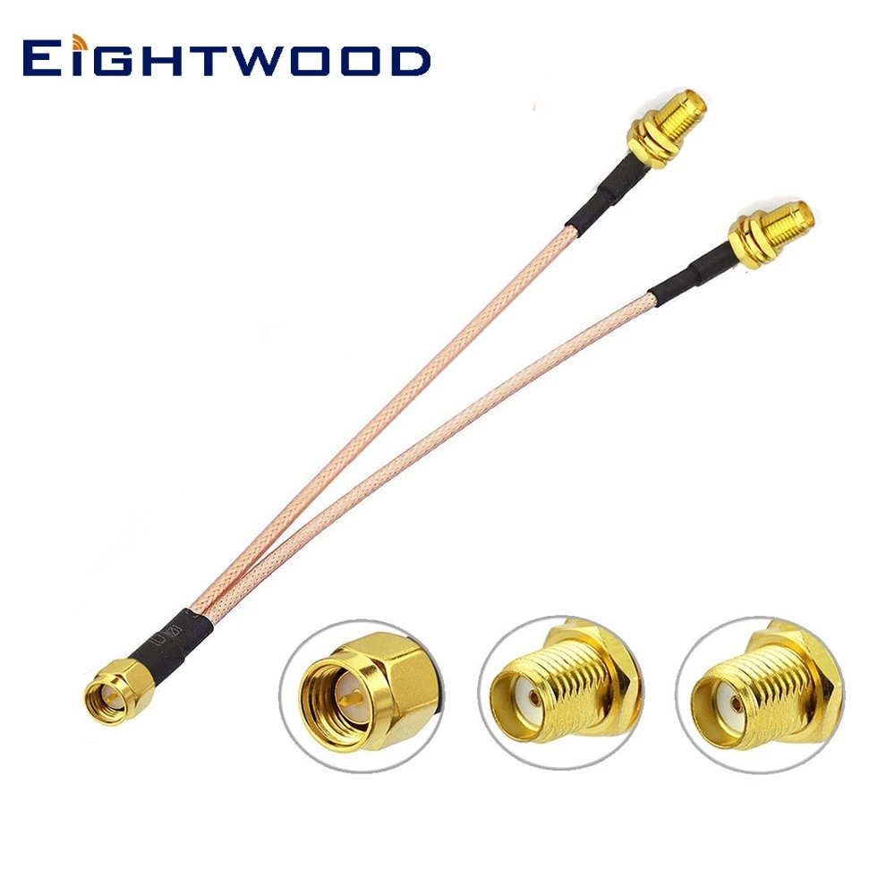 Eightwood SMA Splitter Cable SMA Male to Dual SMA Female Кабель SMA Адаптер V Тип 50 Ом 15 см WiFi Антенный адаптер Разъем
Eightwood SMA Splitter Cable SMA Male to Dual SMA Female Кабель SMA Адаптер V Тип 50 Ом 15 см WiFi Антенный адаптер Разъем