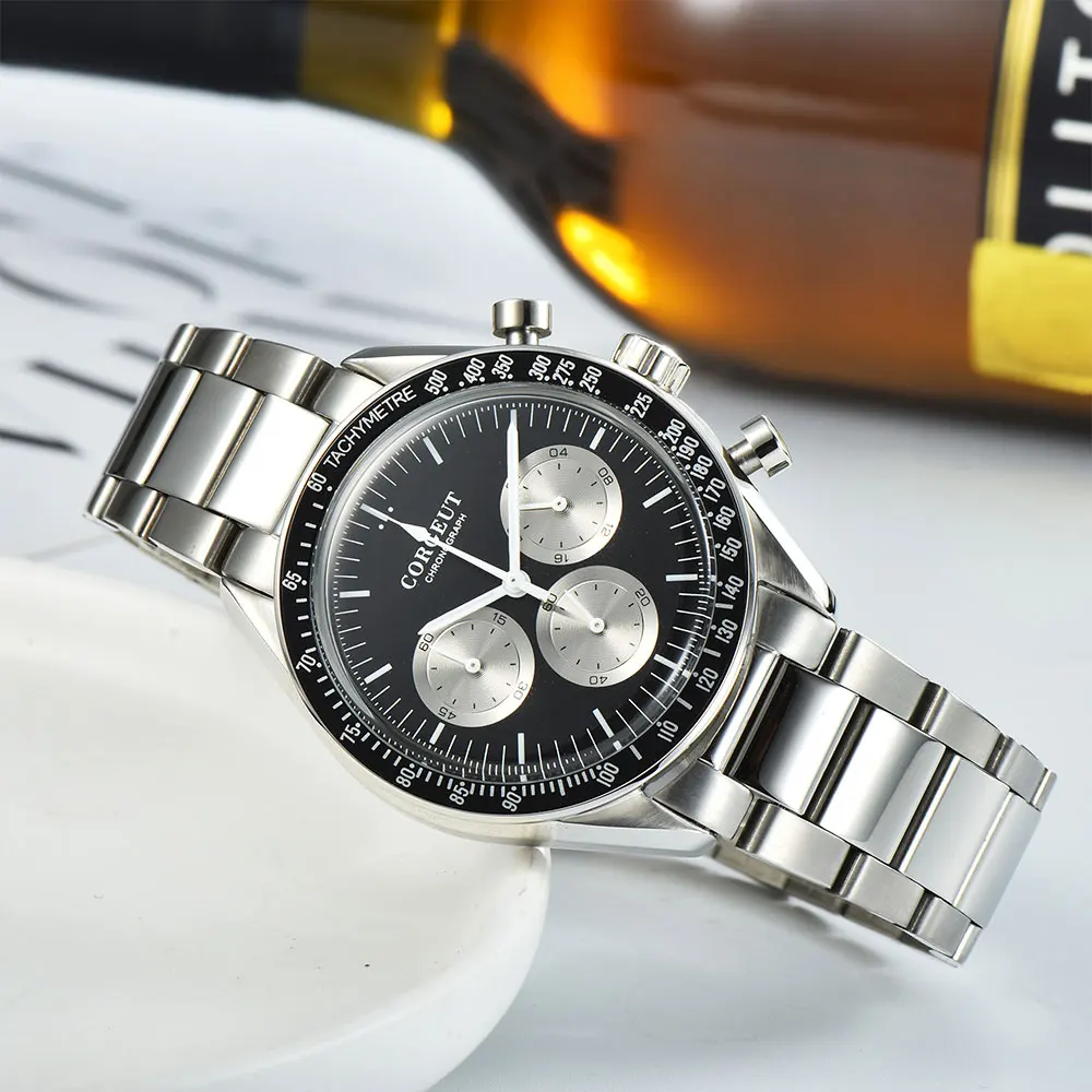 Corgeut Top Brand Luxury 44mm Men's Black Sports Watch 24 Hours Multifunction Chronograph Quartz Watch Steel Band Strap Men's
Corgeut Top Brand Luxury 44mm Men's Black Sports Watch 24 Hours Multifunction Chronograph Quartz Watch Steel Band Strap Men's