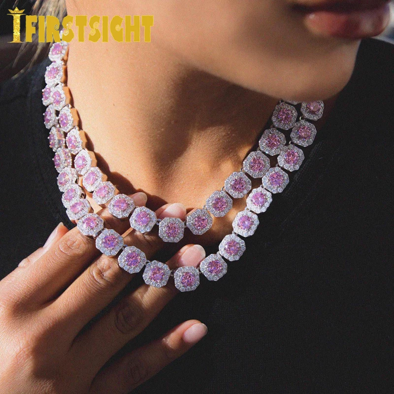 New Iced Out Bling Pink 5A Cubic Zirconia CZ Chokers Silver Color 8mm Square Tennis Chain Necklace Hip Hop Jewelry For Women
New Iced Out Bling Pink 5A Cubic Zirconia CZ Chokers Silver Color 8mm Square Tennis Chain Necklace Hip Hop Jewelry For Women