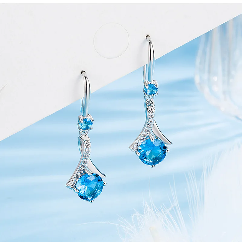 925 Sterling Silver New Woman Fine Jewelry High Quality Blue stone SAPPHIRE long earrings Hot Selling Earrings Anillos Mujer
925 Sterling Silver New Woman Fine Jewelry High Quality Blue stone SAPPHIRE long earrings Hot Selling Earrings Anillos Mujer