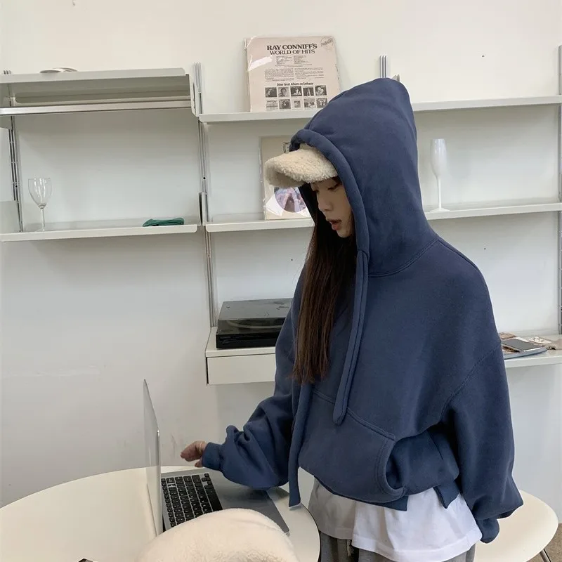 Women's Hoodies Sweatshirt 2022 Autumn Winter Thick Solid Color Loose Long Sleeve Draw String Hooded Pullover Female Casual Tops
Women's Hoodies Sweatshirt 2022 Autumn Winter Thick Solid Color Loose Long Sleeve Draw String Hooded Pullover Female Casual Tops