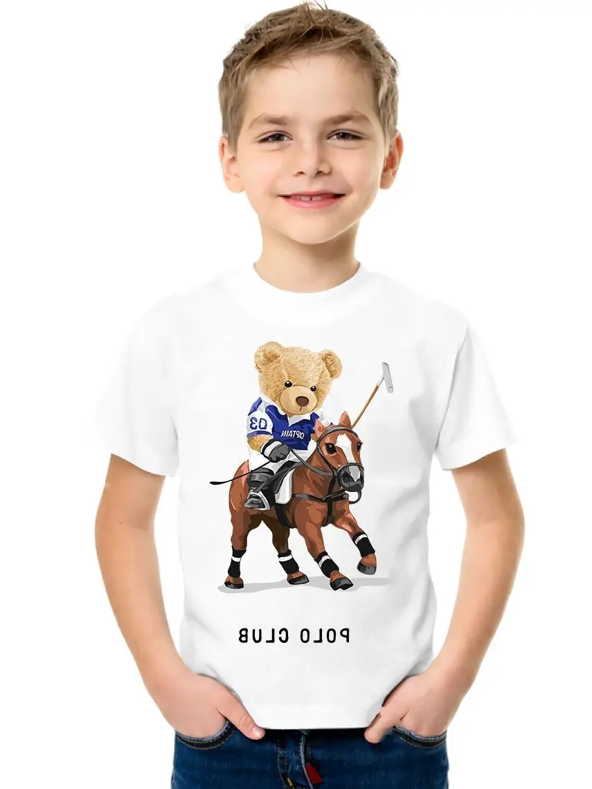 100% Cotton 4 Styles Riding Bear Print Children Boys And Girls T-shirts Summer Fashion Children's Short-sleeved T-shirt Tops
100% Cotton 4 Styles Riding Bear Print Children Boys And Girls T-shirts Summer Fashion Children's Short-sleeved T-shirt Tops