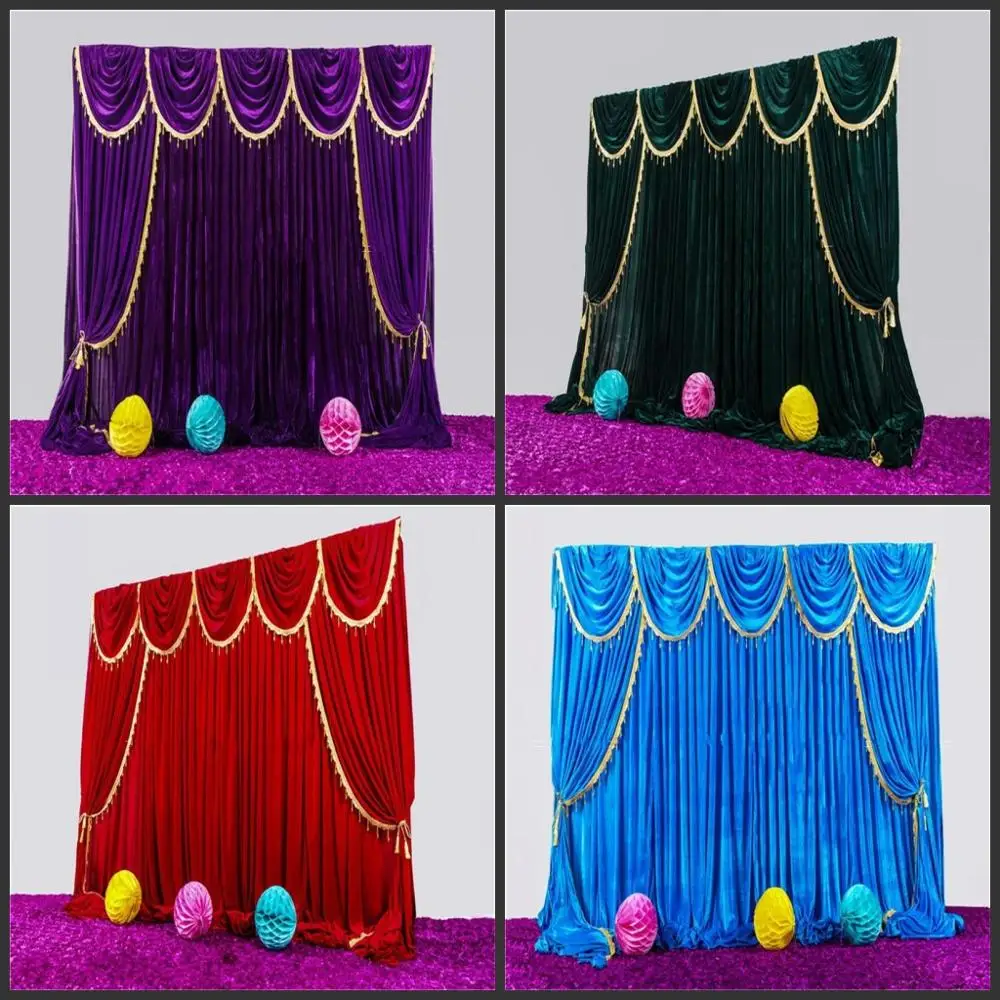 High Quality Velvet Wedding Backdrop Curtains with Tassel Swags Stage Performance Background Curtain 3X3M Wedding Deaoration
High Quality Velvet Wedding Backdrop Curtains with Tassel Swags Stage Performance Background Curtain 3X3M Wedding Deaoration
