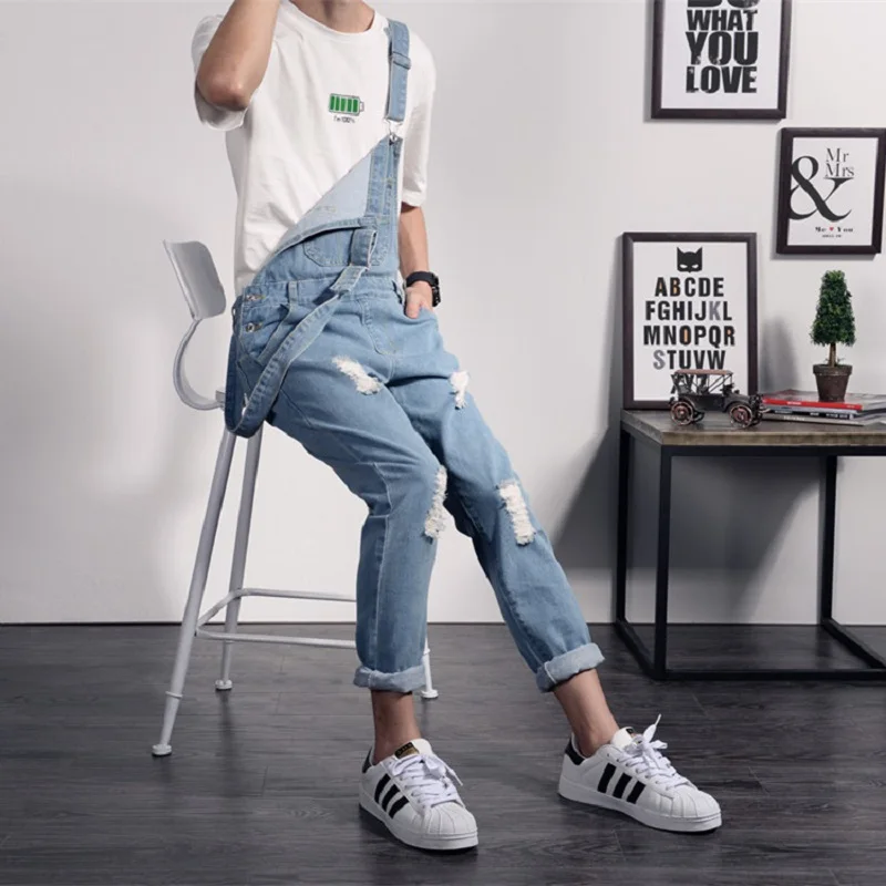 High Street Pockets Jeans Men Fashion Slim Fit Denim Jumpsuit Modish Strap Overalls Casual Suspender Ripped Denim Overalls Holes
High Street Pockets Jeans Men Fashion Slim Fit Denim Jumpsuit Modish Strap Overalls Casual Suspender Ripped Denim Overalls Holes