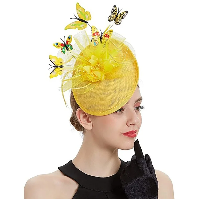 Yellow Butterfly Fascinator Hats For Women Elegant Wedding Hair Accessories Headwear Ladies Church Fedora Cap Hair Pin Mesh Hat
Yellow Butterfly Fascinator Hats For Women Elegant Wedding Hair Accessories Headwear Ladies Church Fedora Cap Hair Pin Mesh Hat