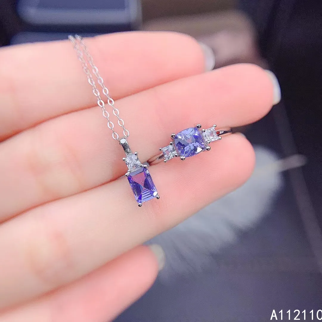 Fine Jewelry 925 Pure Silver Inset With Natural Gem Women's Luxury Popular Rectangle Tanzanite Pendant Ring Set Support Detectio
Fine Jewelry 925 Pure Silver Inset With Natural Gem Women's Luxury Popular Rectangle Tanzanite Pendant Ring Set Support Detectio