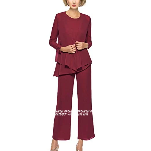 Mother Of The Bride Dresses Three Pieces Pant Suits Set Burgundy Dusty Rose Simple Chiffon Wedding Party Guest Gown Spring Fall
Mother Of The Bride Dresses Three Pieces Pant Suits Set Burgundy Dusty Rose Simple Chiffon Wedding Party Guest Gown Spring Fall