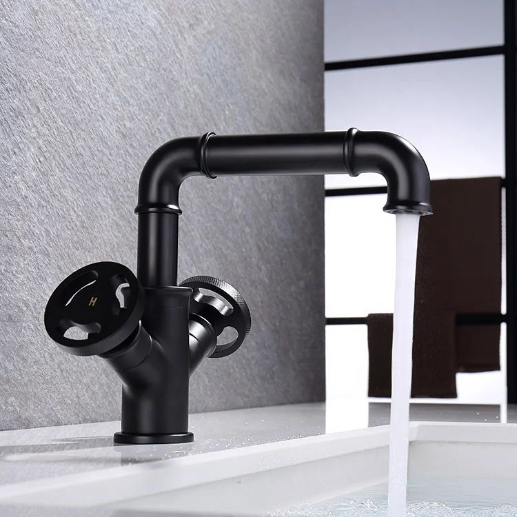 Industrial style Matte black Brass Bathroom sink faucet Single hole Two handle Basin faucet Cold hot water bathroom faucet
Industrial style Matte black Brass Bathroom sink faucet Single hole Two handle Basin faucet Cold hot water bathroom faucet