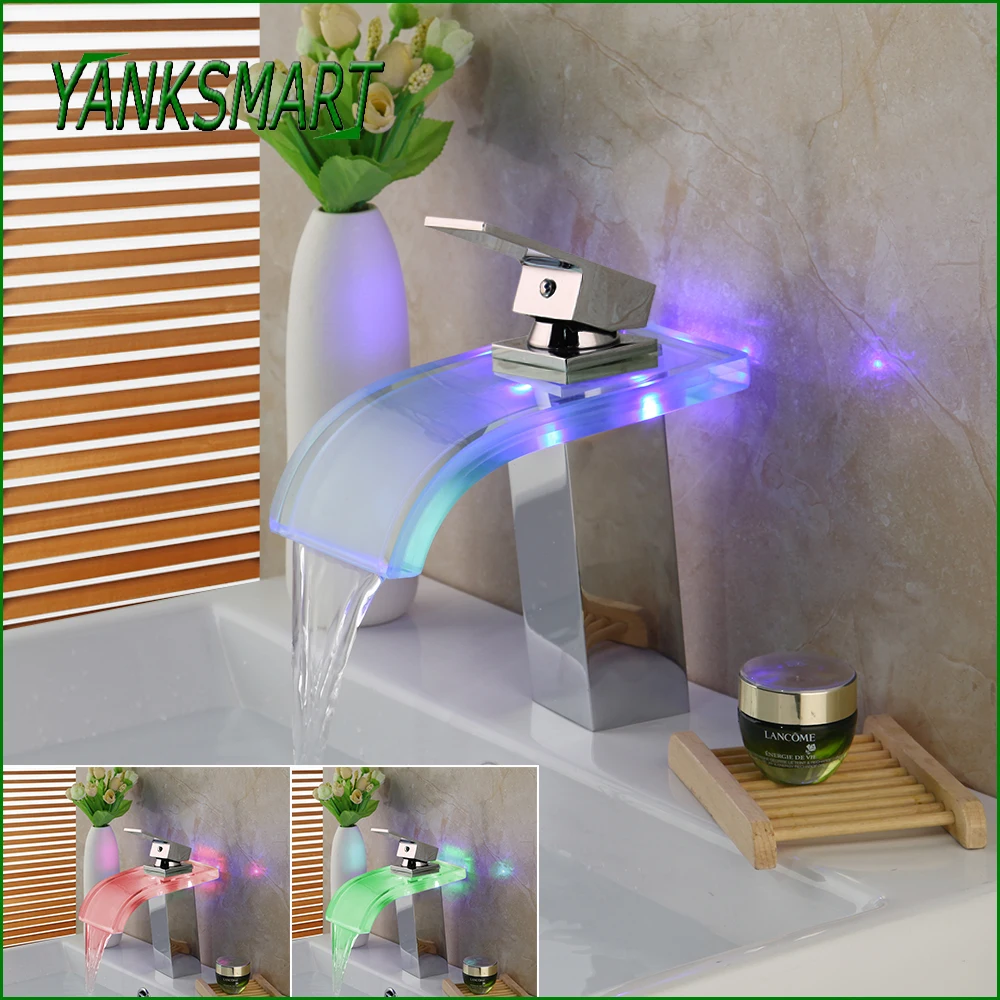 YANKSMART LED Light Bathroom Faucet Basin Sink Deck Mounted Single Handle Solid Brass Faucet Waterfall Cold And Hot Mixer Tap
YANKSMART LED Light Bathroom Faucet Basin Sink Deck Mounted Single Handle Solid Brass Faucet Waterfall Cold And Hot Mixer Tap