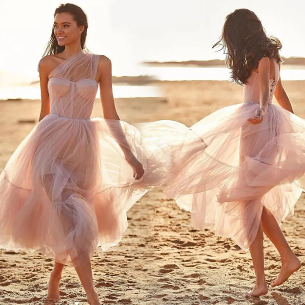 Tea-Length Prom Dresses One Shoulder Pleat Ruched Elegant A-Line Short Party Evening Gown Tulle Custom Made
Tea-Length Prom Dresses One Shoulder Pleat Ruched Elegant A-Line Short Party Evening Gown Tulle Custom Made