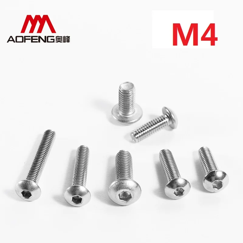 M4 304 Stainless Steel Hexagon Socket Button Head Screws M4*5 6 8 10 40 45 50mm ISO7380 Pan Head Full Thread
M4 304 Stainless Steel Hexagon Socket Button Head Screws M4*5 6 8 10 40 45 50mm ISO7380 Pan Head Full Thread