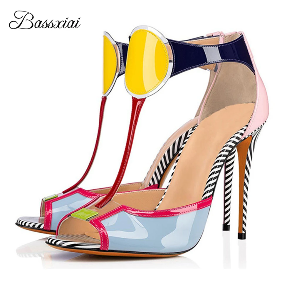 Colorful Patent Leather High Heel Sandals For Girls 10cm Thin Heels Sexy Peep Toe T-strap Back Zip Summer Shoes Women
Colorful Patent Leather High Heel Sandals For Girls 10cm Thin Heels Sexy Peep Toe T-strap Back Zip Summer Shoes Women