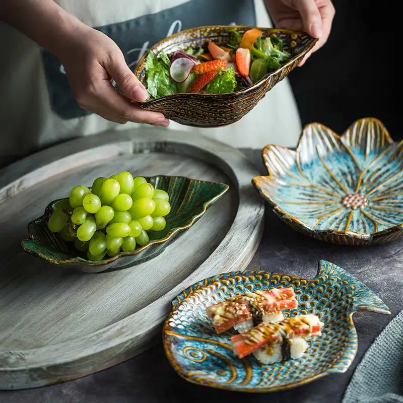 Kiln-shaped plate ceramic relief household dish plate household creative snack plate Starfish dessert plate ceramic plate set
Kiln-shaped plate ceramic relief household dish plate household creative snack plate Starfish dessert plate ceramic plate set