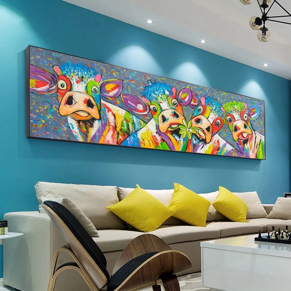 100% Hand Painted Abstract Oil Painting Wall Art Cute Cow Minimalist Decorative Modern On Canvas For Living Room No Frame
100% Hand Painted Abstract Oil Painting Wall Art Cute Cow Minimalist Decorative Modern On Canvas For Living Room No Frame