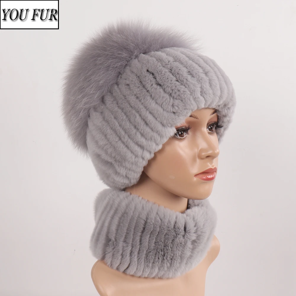 New Women Winter Luxury Real Rex Rabbit Fur Hat Scarf 2 Pieces Knitted Rex Rabbit Fur Hat Top Natural Fox Fur Cap Scarves Sets
New Women Winter Luxury Real Rex Rabbit Fur Hat Scarf 2 Pieces Knitted Rex Rabbit Fur Hat Top Natural Fox Fur Cap Scarves Sets