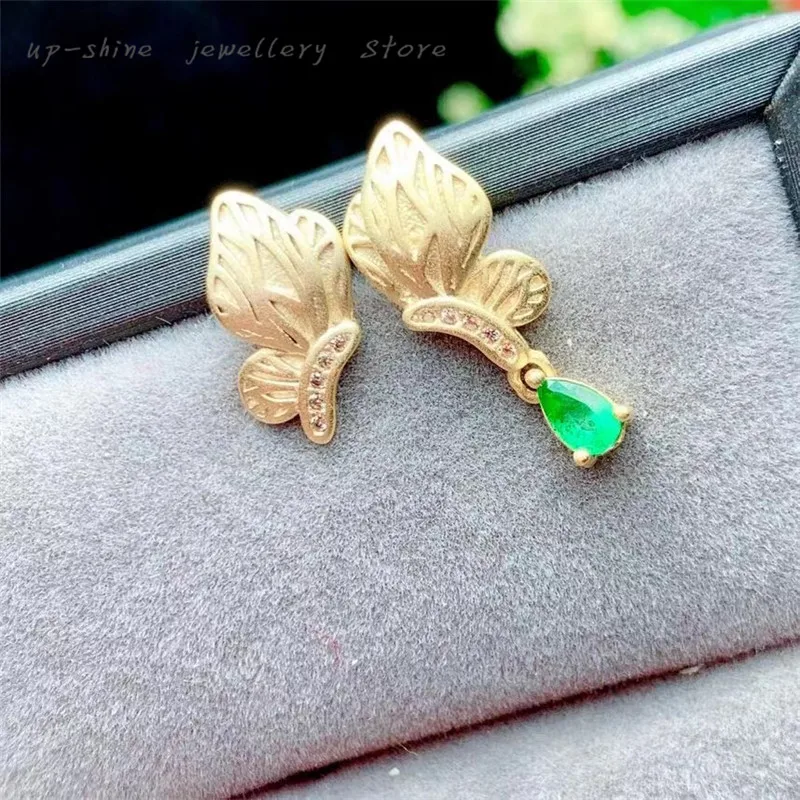 New natural emerald earrings, 925 silver women's jewelry, stylish and individual design
New natural emerald earrings, 925 silver women's jewelry, stylish and individual design