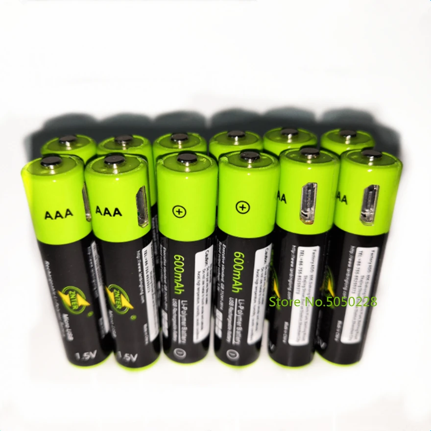 ZNTER 12PCS USB AAA Rechargeable Battery 1.5V 600mAh Lithium Ion Battery Toy Remote Control Battery Lithium Polymer Battery
ZNTER 12PCS USB AAA Rechargeable Battery 1.5V 600mAh Lithium Ion Battery Toy Remote Control Battery Lithium Polymer Battery