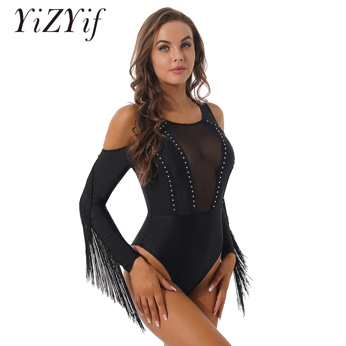 Womens Mesh Bodysuits Punk Gothic Cold Shoulder Fringe Long Sleeve Sheer Rivet Decor Skinny Jumpsuit Femme Romper Club Wear
Womens Mesh Bodysuits Punk Gothic Cold Shoulder Fringe Long Sleeve Sheer Rivet Decor Skinny Jumpsuit Femme Romper Club Wear