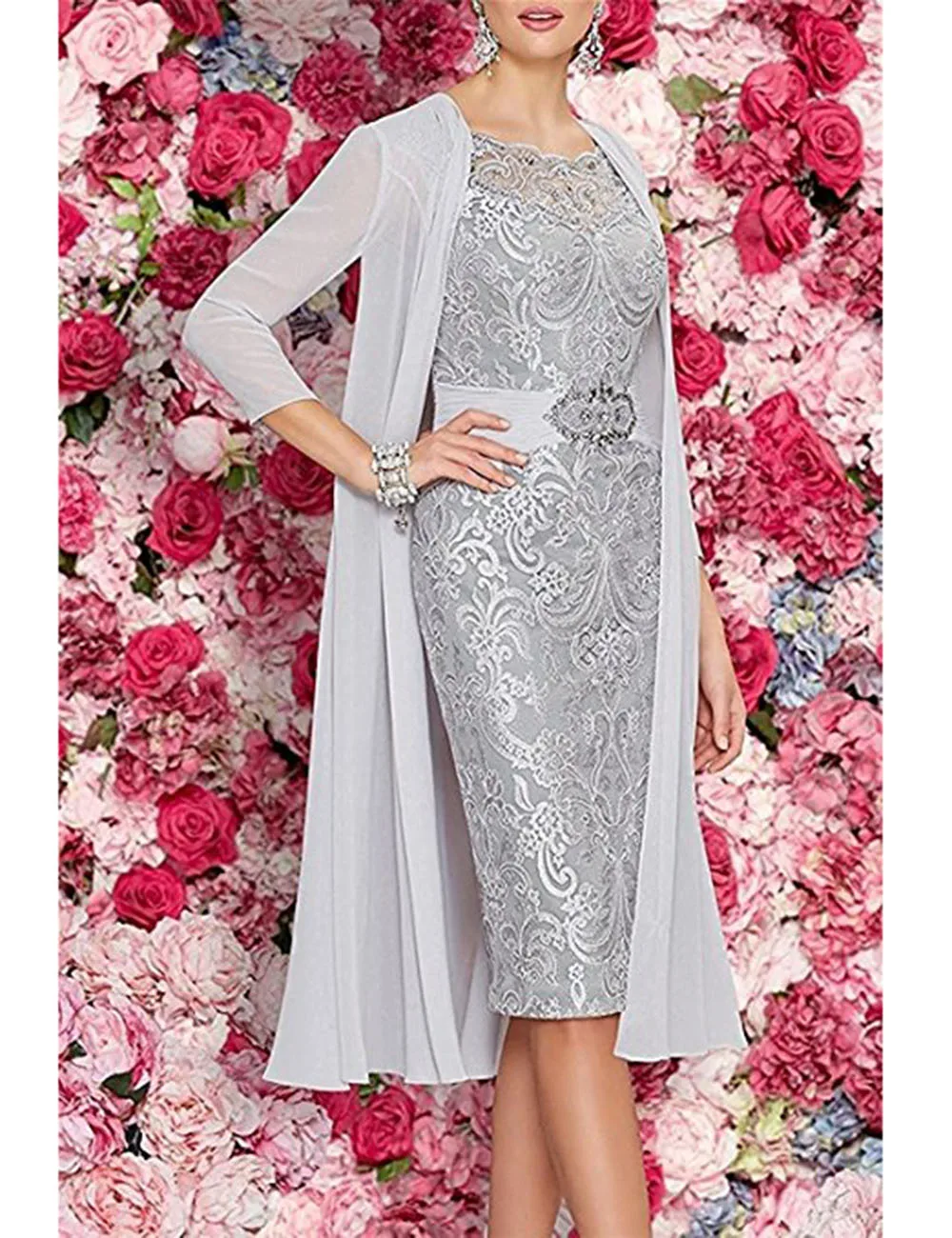 2023 Mother of the Bride Dresses With Chiffon Jacket Lace Satin Sheath Short Knee Length Women Cocktail Party Celebrity Gowns
2023 Mother of the Bride Dresses With Chiffon Jacket Lace Satin Sheath Short Knee Length Women Cocktail Party Celebrity Gowns