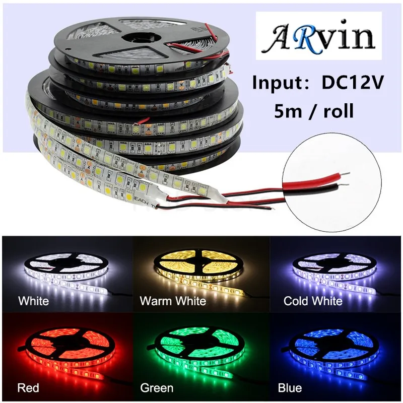 LED Strip Waterproof 5050 DC12V 60LEDs/m 5m/lot Flexible LED Light RGB 5050 LED Strip White/ Warm White/ Red/ Green/ Blue/Yellow
LED Strip Waterproof 5050 DC12V 60LEDs/m 5m/lot Flexible LED Light RGB 5050 LED Strip White/ Warm White/ Red/ Green/ Blue/Yellow