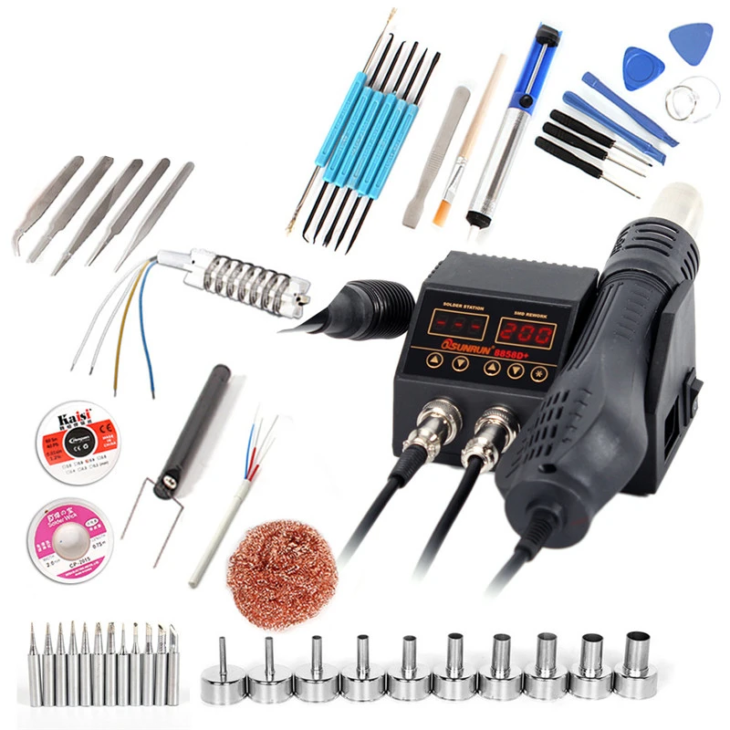 2 in 1 760W Soldering Station LCD Digital Display Welding Rework Station for Cell-phone BGA SMD PCB IC Repair Solder Tools 8858D
2 in 1 760W Soldering Station LCD Digital Display Welding Rework Station for Cell-phone BGA SMD PCB IC Repair Solder Tools 8858D