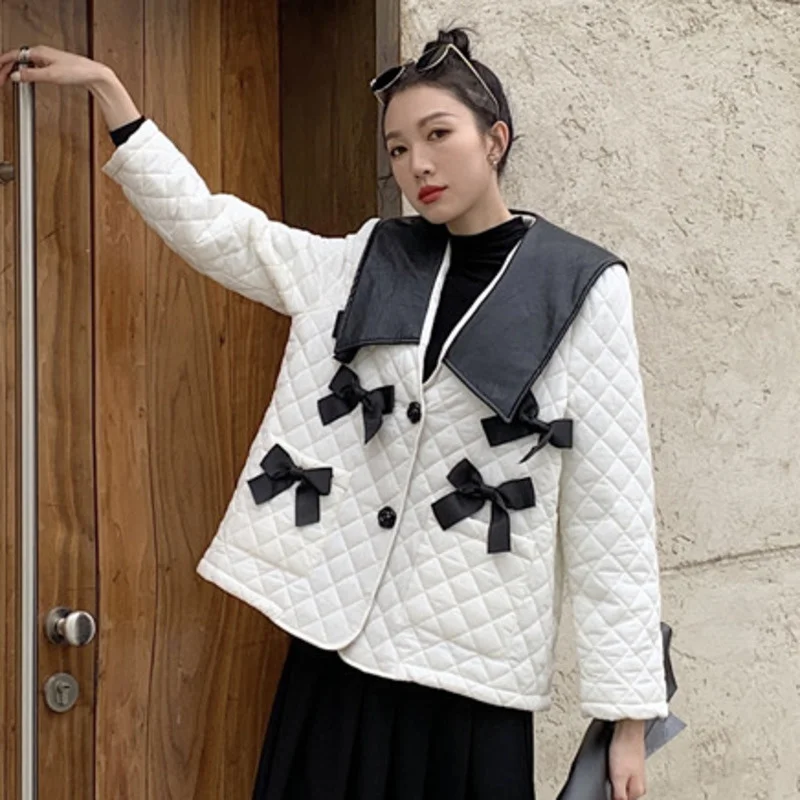 2021 Winter New Women Plaid Thin Slingle Breasted Ladies Fashion Long Sleeve Spliced Bowknot Straight Cotton Coat N313
2021 Winter New Women Plaid Thin Slingle Breasted Ladies Fashion Long Sleeve Spliced Bowknot Straight Cotton Coat N313