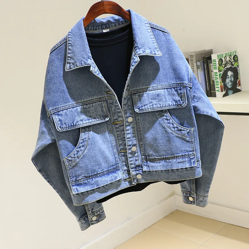Spring Vintage Washed Blue Denim Jacket Women Loose Harajuku Big Pocket Long sleeve Jeans Jacket Coat Female Student Outerwear
Spring Vintage Washed Blue Denim Jacket Women Loose Harajuku Big Pocket Long sleeve Jeans Jacket Coat Female Student Outerwear