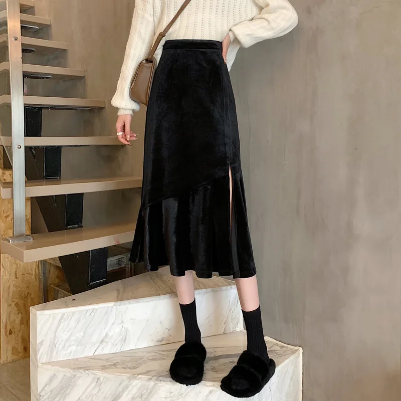 2024 Autumn & Winter New Elastic High Waist Slim Gold Velvet Fishtail Skirt Korean Simple Solid Women Long Skirt Free Shipping
2024 Autumn & Winter New Elastic High Waist Slim Gold Velvet Fishtail Skirt Korean Simple Solid Women Long Skirt Free Shipping