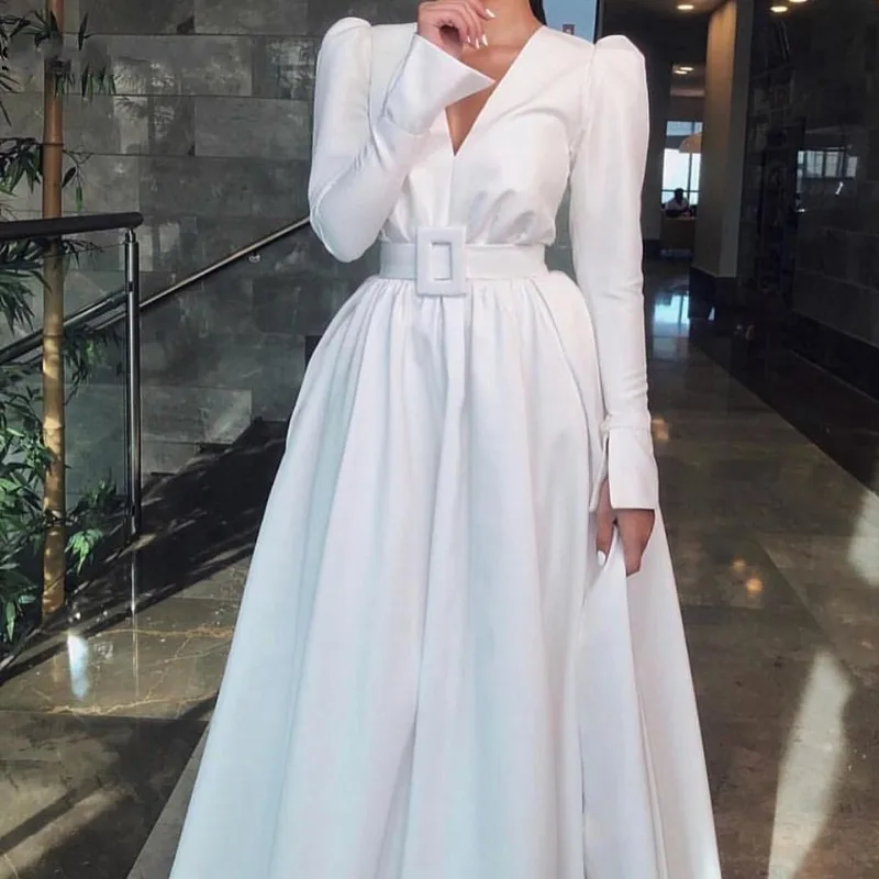 New White V Neck Long Sleeve Arabic Evening Dress 2024 Satin Floor Length Celebrity Dresses Prom Party Gowns Vestidos De Longo
New White V Neck Long Sleeve Arabic Evening Dress 2024 Satin Floor Length Celebrity Dresses Prom Party Gowns Vestidos De Longo