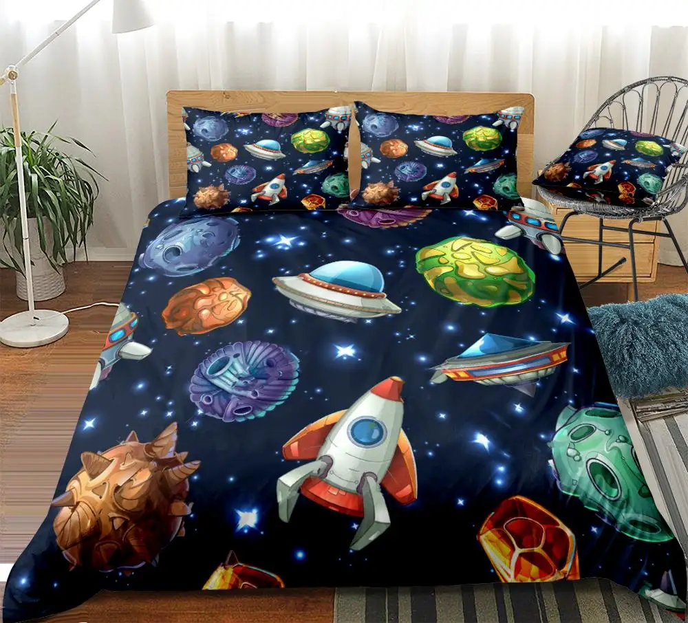 Cartoon Spaceship Duvet Cover Set Bed Linen Cute Style Bedding Set for children Bedspread Home Textile Microfiber Beds Set
Cartoon Spaceship Duvet Cover Set Bed Linen Cute Style Bedding Set for children Bedspread Home Textile Microfiber Beds Set