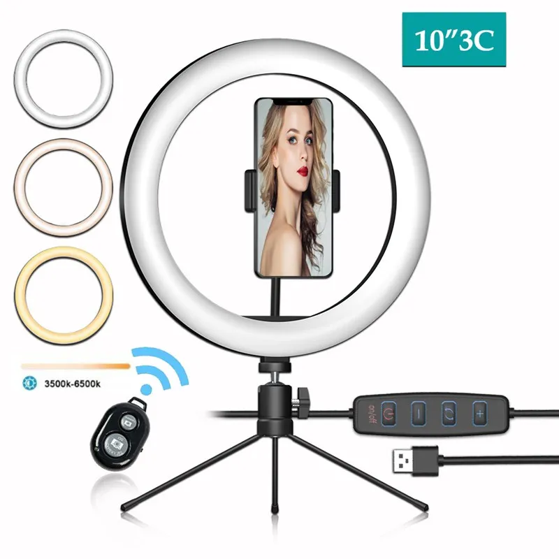 10 Inch LED Selfie Ring Light Tripod Stand Phone Holder for YouTube Video Makeup Photography Flash Mini Camera Bright Lamp 3 Mod
10 Inch LED Selfie Ring Light Tripod Stand Phone Holder for YouTube Video Makeup Photography Flash Mini Camera Bright Lamp 3 Mod