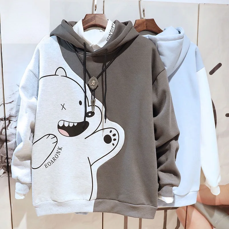 Autumn Winter Hoodie Men Kawaii Cute Bear Long Sleeve Casual Sweatshirt Loose Vintage Oversized Hooded Harajuku Tops Pullover 
Autumn Winter Hoodie Men Kawaii Cute Bear Long Sleeve Casual Sweatshirt Loose Vintage Oversized Hooded Harajuku Tops Pullover