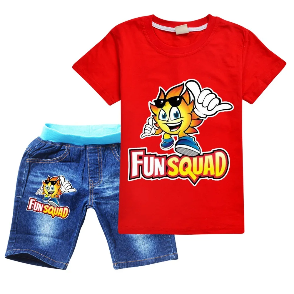 2024 Summer Cartoon Boys Fun Squad Gaming Clothes Kids 100% Cotton T-shirts Denim Shorts 2pcs Sets Cute Toddler Girls Outfit
2024 Summer Cartoon Boys Fun Squad Gaming Clothes Kids 100% Cotton T-shirts Denim Shorts 2pcs Sets Cute Toddler Girls Outfit