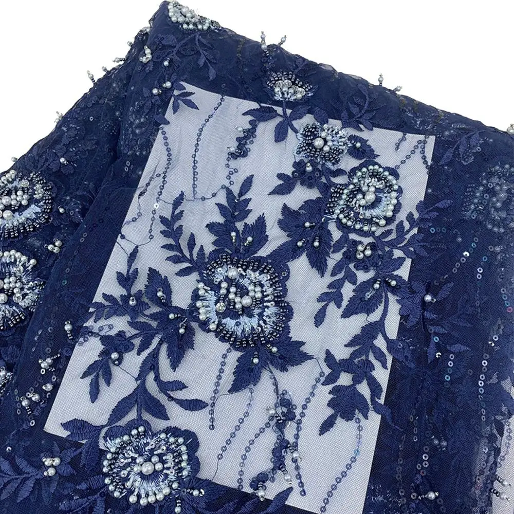 Navy Blue Tulle Handmade Beaded Embroidery Floral Lace Fabric with Sequins Tassels High Class African Dress Mesh Sewing Material
Navy Blue Tulle Handmade Beaded Embroidery Floral Lace Fabric with Sequins Tassels High Class African Dress Mesh Sewing Material