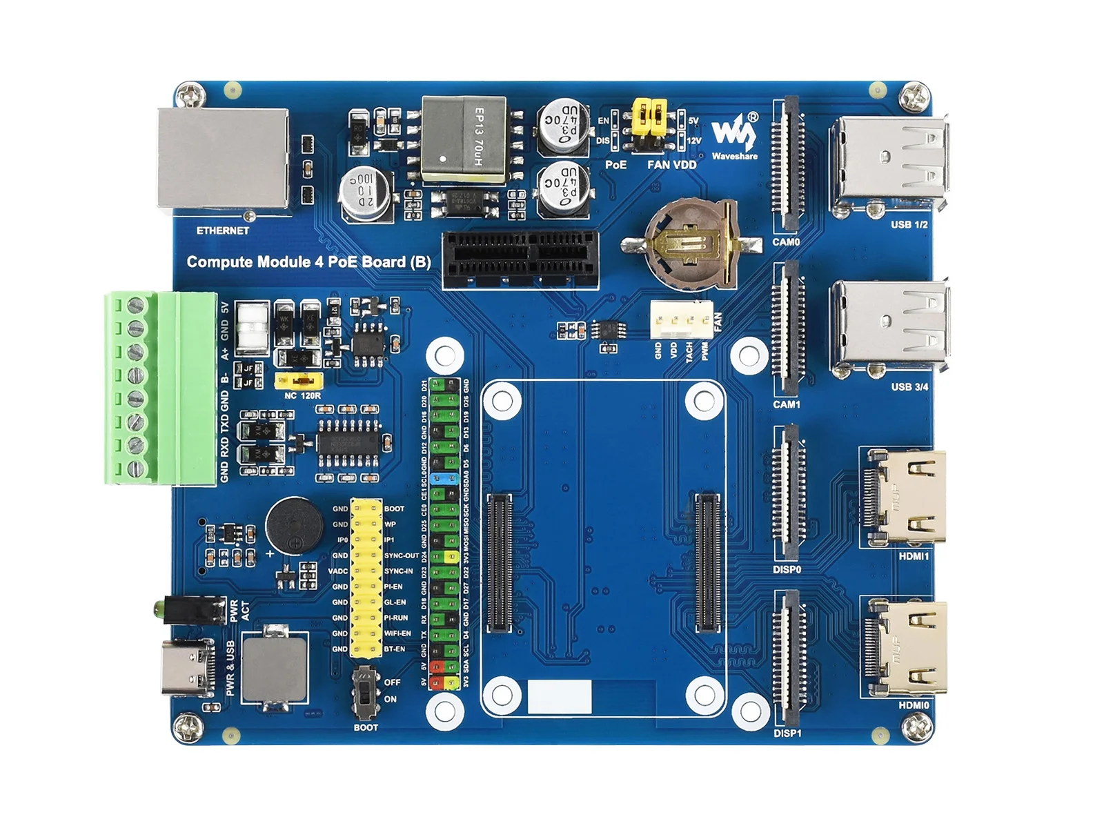 Raspberry Pi Compute Module 4 IO Board With PoE Feature (Type B), For All Variants Of CM4
Raspberry Pi Compute Module 4 IO Board With PoE Feature (Type B), For All Variants Of CM4