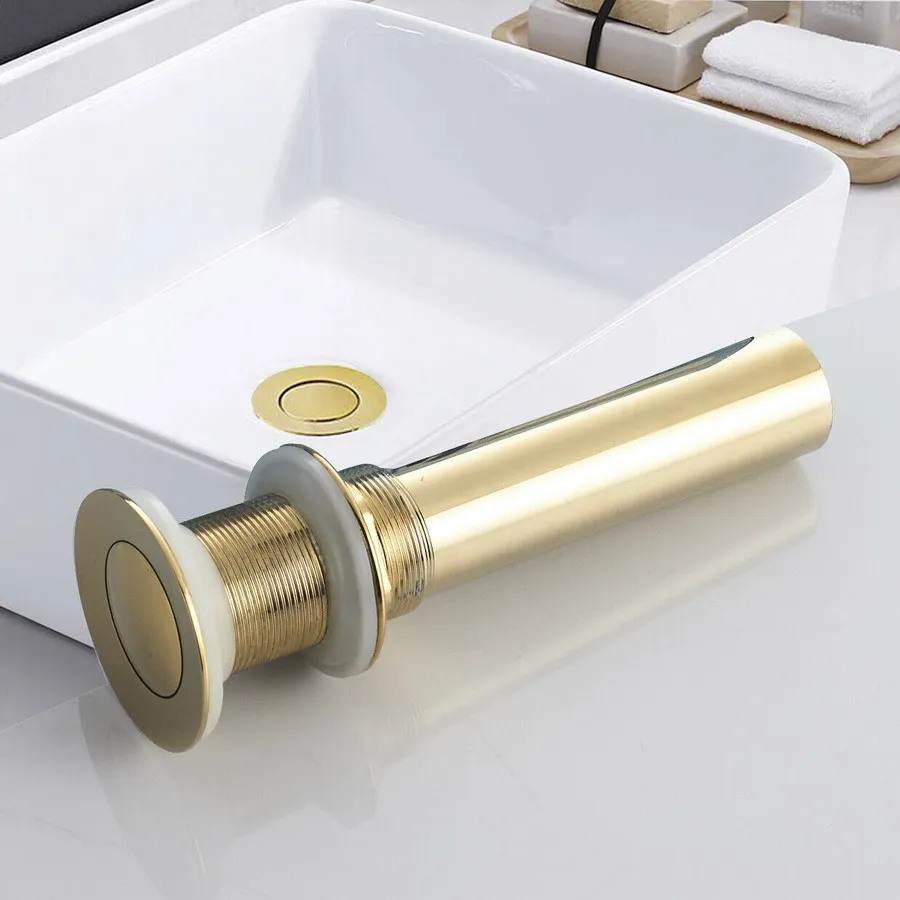 Luxury Gold Polished Bathroom Basin Sink Pop Up Drain Brass Vanity Sink Waste Drainer Without Overflow
Luxury Gold Polished Bathroom Basin Sink Pop Up Drain Brass Vanity Sink Waste Drainer Without Overflow
