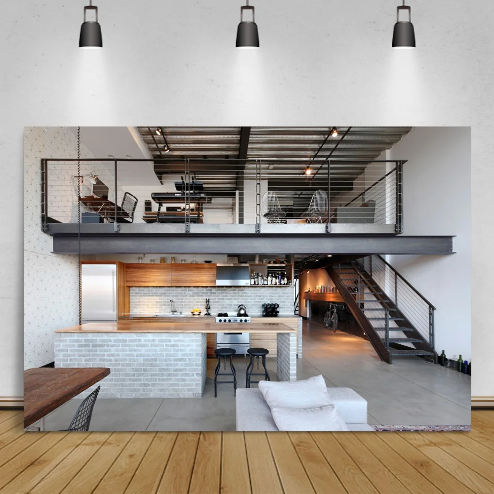 Laeacco Modern Loft House Kitchen Living Room Interior Scene Photography Backgrounds Photographic Backdrops For Photo Studio
Laeacco Modern Loft House Kitchen Living Room Interior Scene Photography Backgrounds Photographic Backdrops For Photo Studio