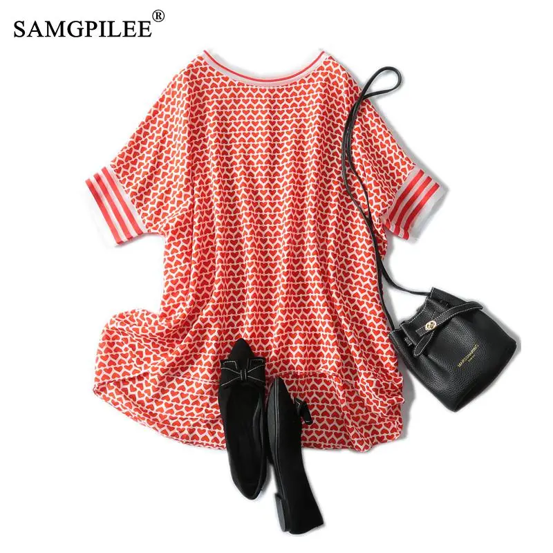 Summer Blouse 2022 New Fashion Korean Style Comfortable Print Heart Pattern Chiffon O Neck Thin Tops Women 4XL
Summer Blouse 2022 New Fashion Korean Style Comfortable Print Heart Pattern Chiffon O Neck Thin Tops Women 4XL