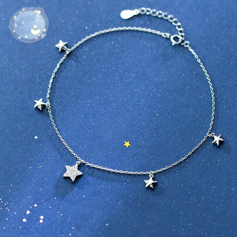 925 Sterling Silver Stars Anklets Jewelry For Women Foot Bracelet Decoration Chain Summer Beach Accessories Hypoallergenic Gift
925 Sterling Silver Stars Anklets Jewelry For Women Foot Bracelet Decoration Chain Summer Beach Accessories Hypoallergenic Gift