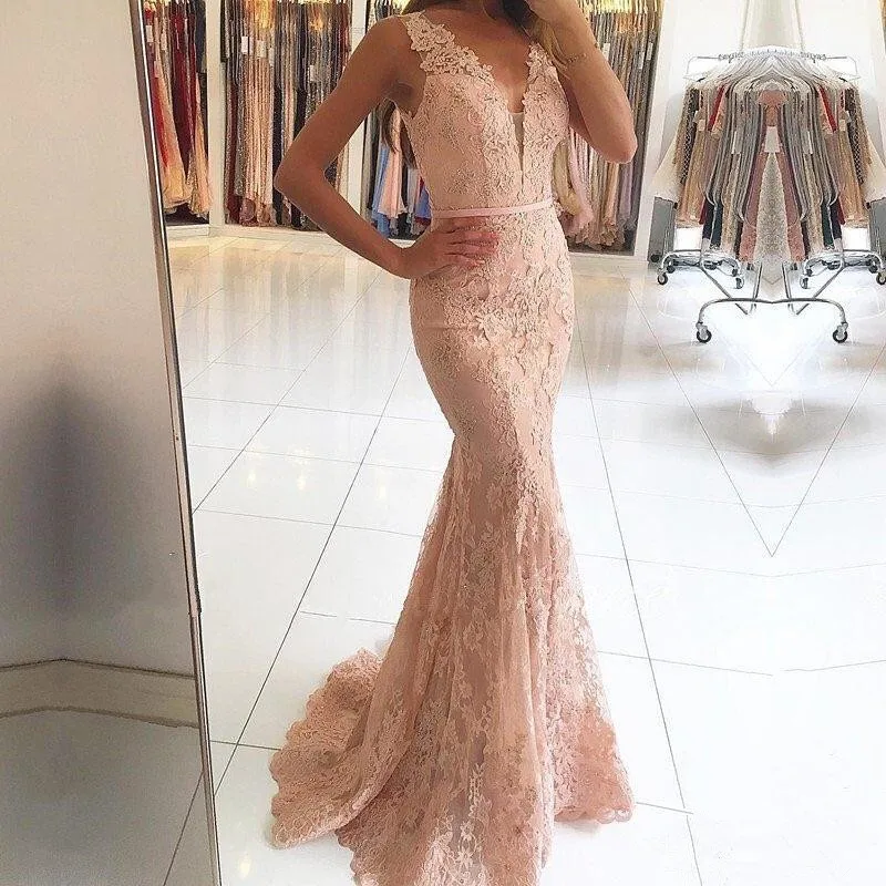 2018 Appliques Lace Mermaid Evening Dress Sleeveless Party Dress Elegant Women Long Dresses Formal Gown
2018 Appliques Lace Mermaid Evening Dress Sleeveless Party Dress Elegant Women Long Dresses Formal Gown