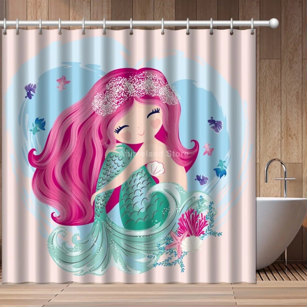 Lovely Mermaid Cute 3D Print Shower Curtain Kids For Girls Bathroom Set With Waterproof Hook Bath Curtains Cartoon African Funny
Lovely Mermaid Cute 3D Print Shower Curtain Kids For Girls Bathroom Set With Waterproof Hook Bath Curtains Cartoon African Funny
