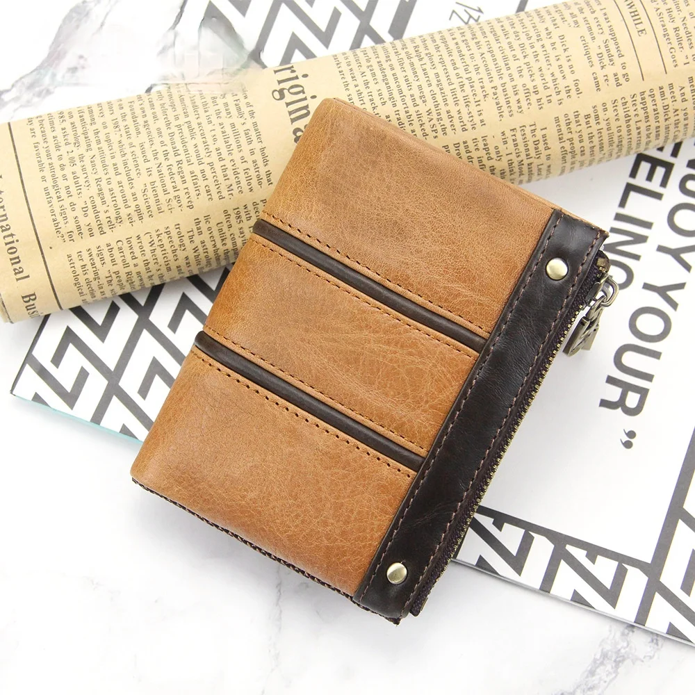 New style men's wallet fashion European and American large-capacity men's leather short wallet money clip coin purse
New style men's wallet fashion European and American large-capacity men's leather short wallet money clip coin purse
