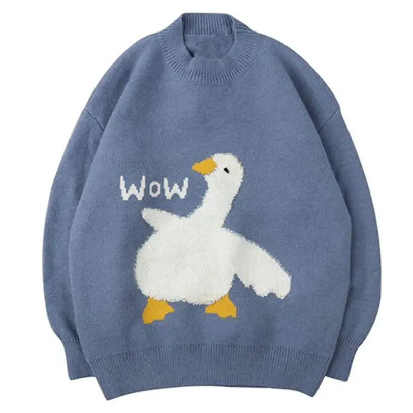 Harajuku Cartoon Duck Pattern Knitted Sweaters Men Loose Jumpers Fashion Casual Pullover Men Women Streetwear Tops w231
Harajuku Cartoon Duck Pattern Knitted Sweaters Men Loose Jumpers Fashion Casual Pullover Men Women Streetwear Tops w231