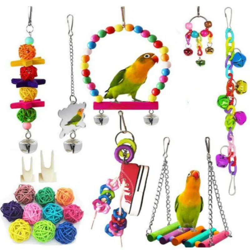 17 Piece Small and Medium Parrot Toy Bird Toy Set Rattan Chain Swing Bell String Grinding Platform Set
17 Piece Small and Medium Parrot Toy Bird Toy Set Rattan Chain Swing Bell String Grinding Platform Set