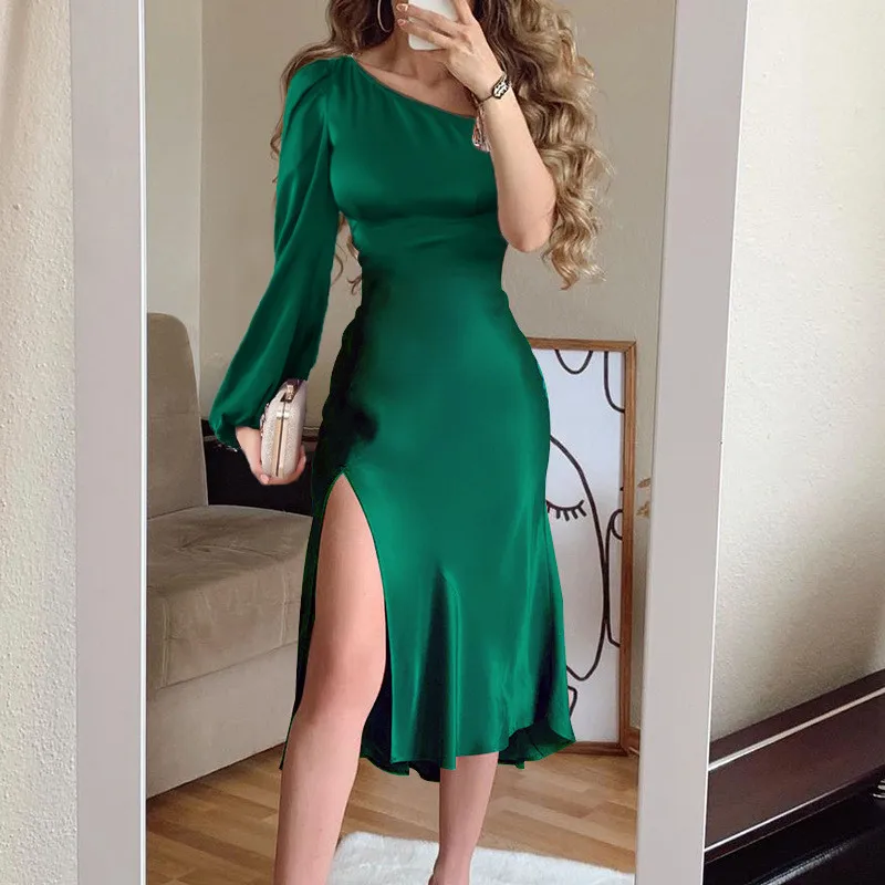 SKMY Green Dresses For Women Vacation Outfits 2024 New Inclined Shoulder Asymmetric Long Sleeve Split Dress Sexy Party Clubwear
SKMY Green Dresses For Women Vacation Outfits 2024 New Inclined Shoulder Asymmetric Long Sleeve Split Dress Sexy Party Clubwear
