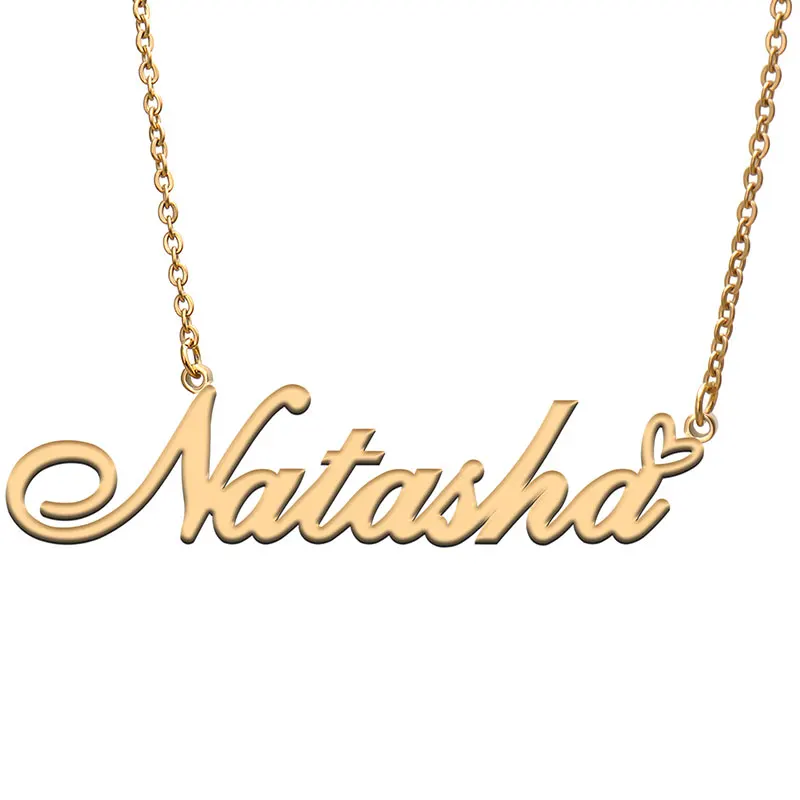 Natasha with Love Heart Name Necklace Personalized Stainless Steel Collar for Women Girls Friends Birthday Wedding Gift
Natasha with Love Heart Name Necklace Personalized Stainless Steel Collar for Women Girls Friends Birthday Wedding Gift