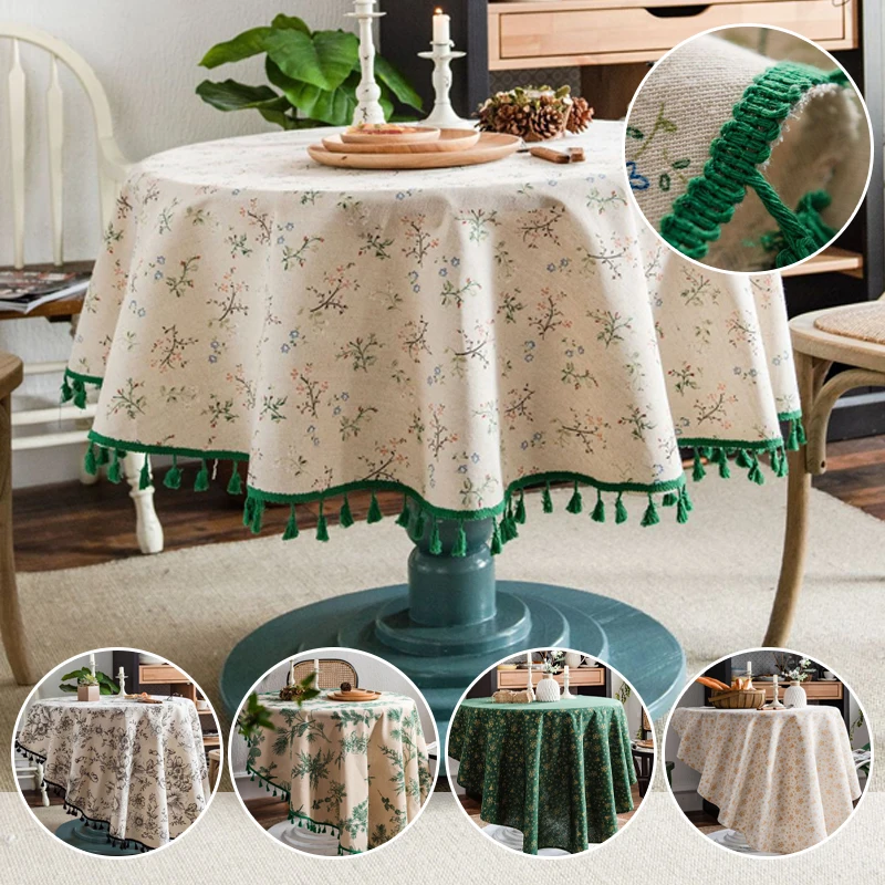 Elegant Floral Print Round Tablecloth Cotton Linen Tassel Trim Table Protector Cover for Dining/Tea Table Map Kitchen Decor
Elegant Floral Print Round Tablecloth Cotton Linen Tassel Trim Table Protector Cover for Dining/Tea Table Map Kitchen Decor