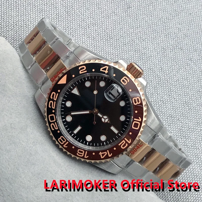 LARIMOKER Nologo Black Mechanical Men Watch 21Jewels 8215 NH35A PT5000 Two Tone Rose Gold Oyster Strap Ceramic Insert
LARIMOKER Nologo Black Mechanical Men Watch 21Jewels 8215 NH35A PT5000 Two Tone Rose Gold Oyster Strap Ceramic Insert
